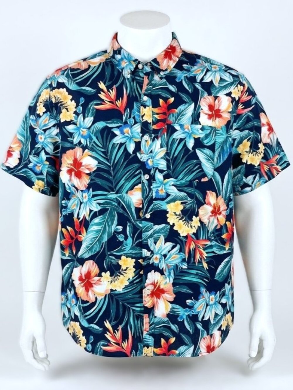 OLD NAVY Short-Sleeve Tropical Floral Button-Down Shirt. Plus Size XXL